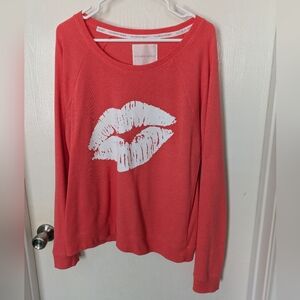 Victoria's Secret Coral Lip Graphic Sweater Size L